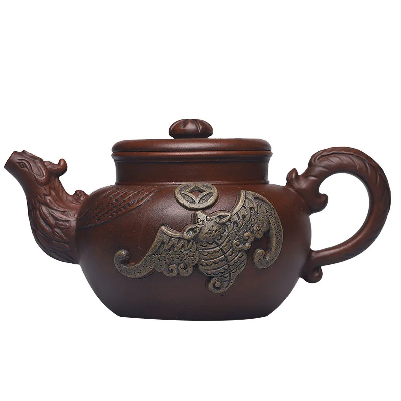 

Yixing Dark-red Enameled Pottery Teapot Manual Imitate Old Kettle Do Used Luck And Luck Raw Ore Purple Clay Teapot Tea Set Goods