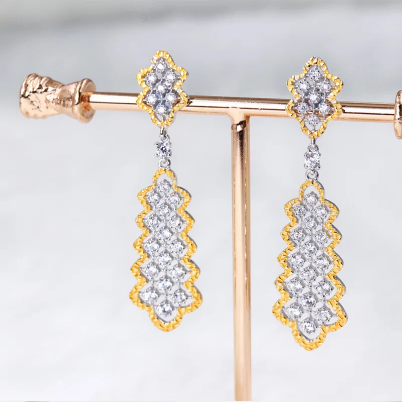 

Micro-inlaid zircon 925 silver gold-plated earrings 210319-56