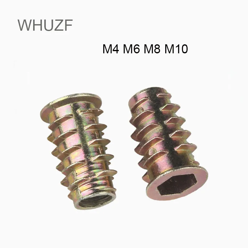 

WHUZF Free Shipping 20Pcs Furniture Nut M4 M5 M6 M8 M10 Zinc Alloy Thread For Wood Insert Flanged Hex Drive Head Furniture Nuts