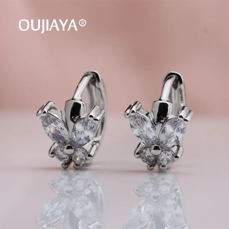 OUJIAYA новые маленькие висячие серьги с бабочкой женские роскошные круглые