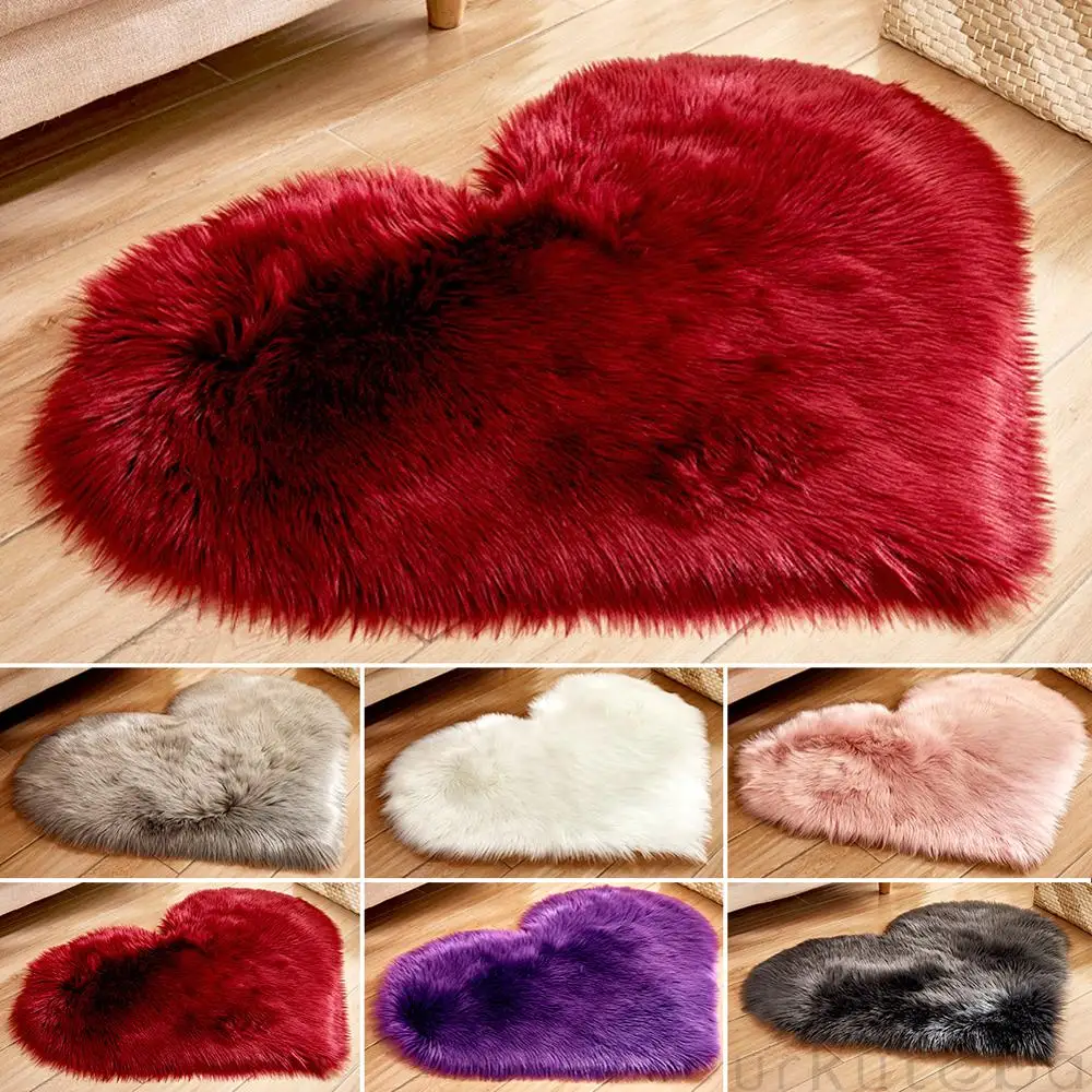 

Non Slip Bath Mat Carpet Rugs Toilet Funny Baby Room Living Artificial Wool Sheepskin Floor Mats Love Heart Shape Fur Rugs