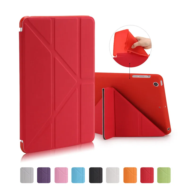 Смарт-чехол funda для iPad Mini 4 mini4 7," мягкий кожаный чехол 5 раз ультра-тонкий складной чехол mini4/функция сна и пробуждения - Цвет: red