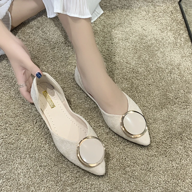 

2020 Spring/Autumn New Selling Fashion Metal Women's Flat Shoes Office Pointed Toe Women's High Quality Casual Shoes W33-35
