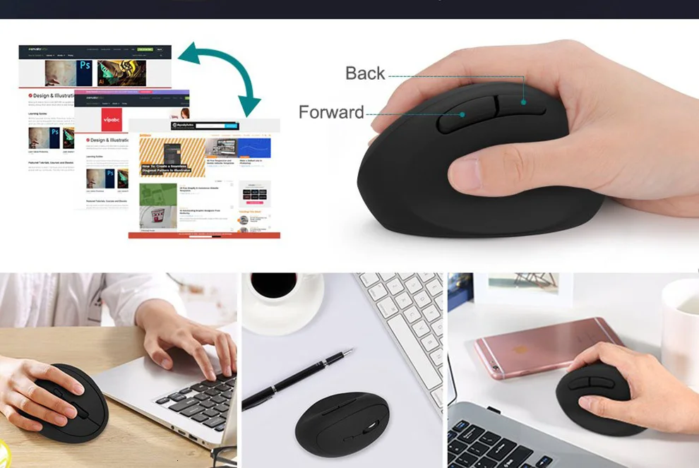 Jelly Comb Ergonomic Wireless Mouse For PC TV Laptop Ajustable DPI 2.4G Wireless Vertical Mouse Computer Office Optical Mice