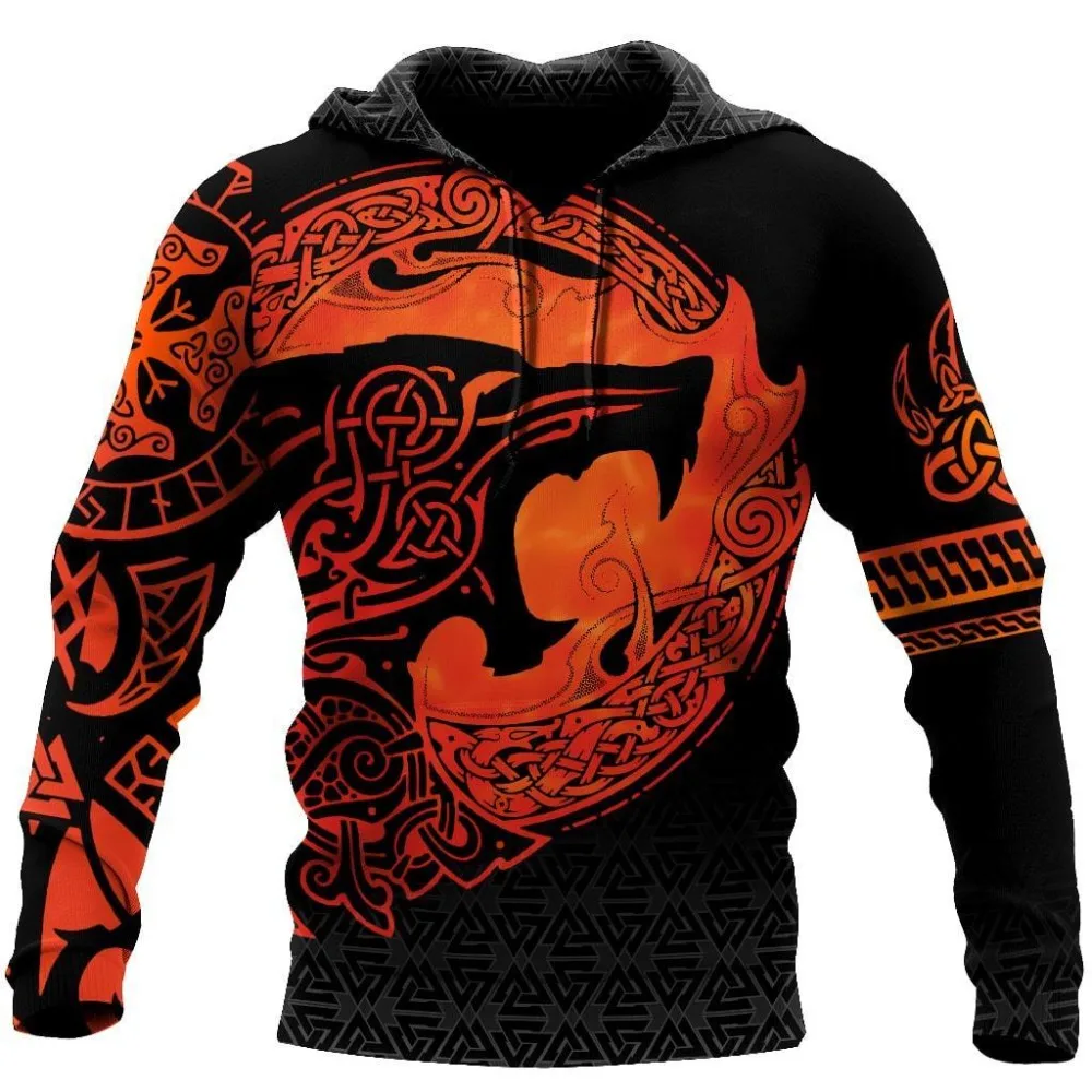 

New Fashion Hoodies Viking Wolf 3D Tattoo All Over Printed Mens Sweatshirt Unisex Harajuku Casual Zip Jackets