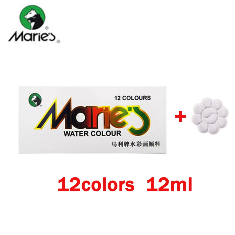 12ml-1336-12colors Надписью «Marie» акварельные краски в наборе 12/18/24/36 Цвета косметика парфюмерия диспенсер 5 мл/12 мл трубка Прозрачная Тонкая безопасные нетоксичные воды Краски ing пигменты для детей - Цвет: 12ml-1336-12colors