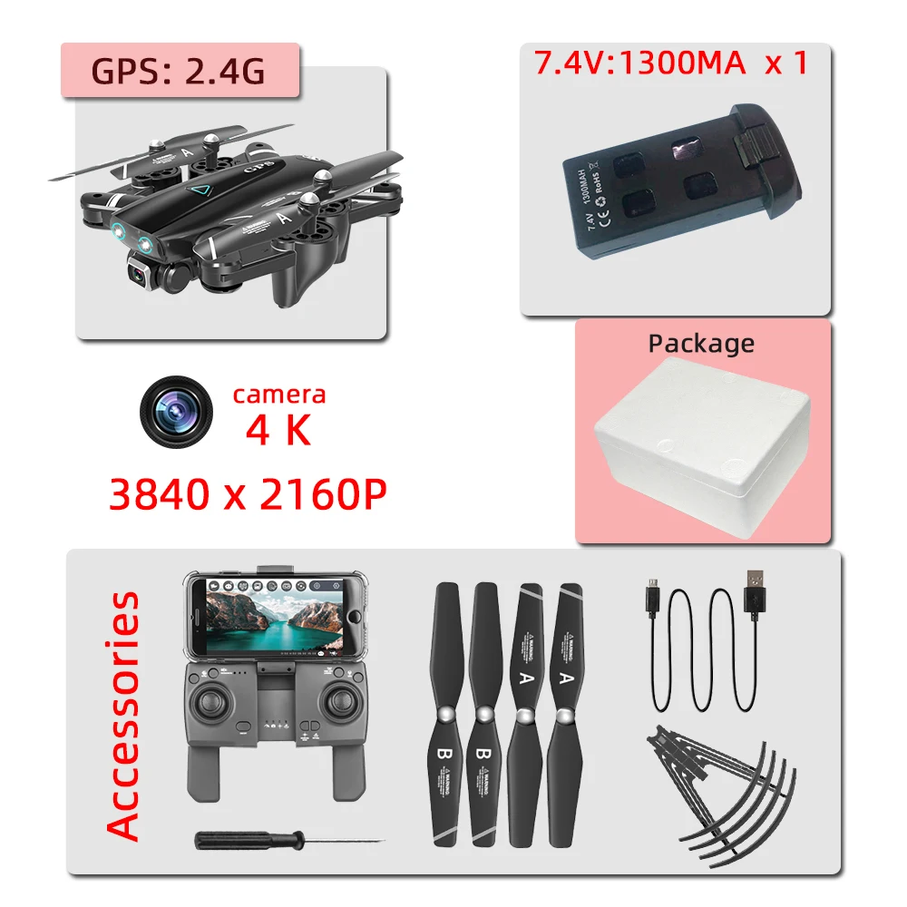 2.4G GPS 4K F Квадрокоптер 4K Дрон профессиональные игрушки дроны gps/Нет gps селфи rc вертолет с камерой S167 드론 для детей VS SG906 X8 - Цвет: 2.4G GPS 4K F