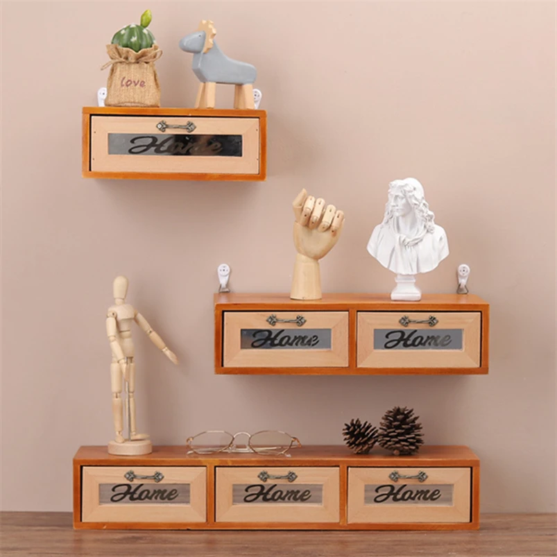 

Креативная настенная полка для ящиков, подставка для мелочей, цветочных горшков, деревянные ящики для хранения, стеллажи, украшение для дом...