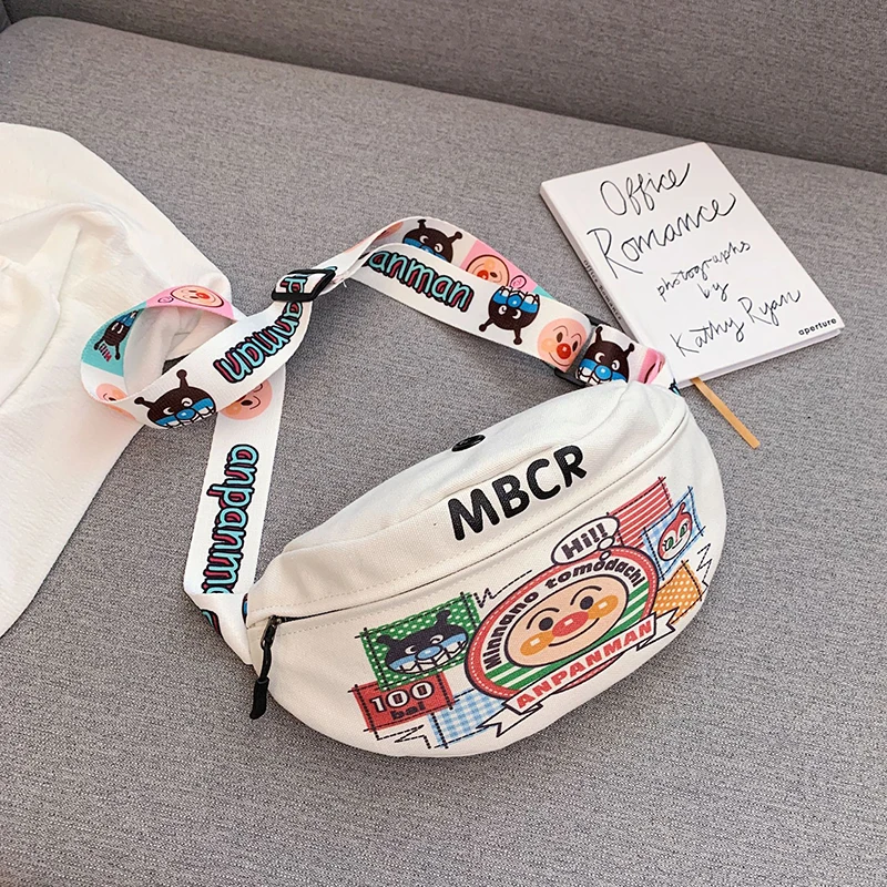 

Canvas One Shoulder Diagonl Small Waist Bag Fall Fashion Parent-Child Bag Cartoon Print Autumn Personality Art Chest Bags