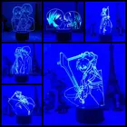 Светодиодный ночсветильник в стиле аниме 3d, меч искусства онлайн, Kirito и Asuna для спальни, Декор, ночсветильник, подарок на день рождения, настольная лампа с USB, манга, Сан