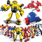 Робот-трансформер, строительный блок, игрушка желтая пчела, Прайм джаз, фигурка-трансформер, сборка, кирпич, игрушка для мальчика, подарок