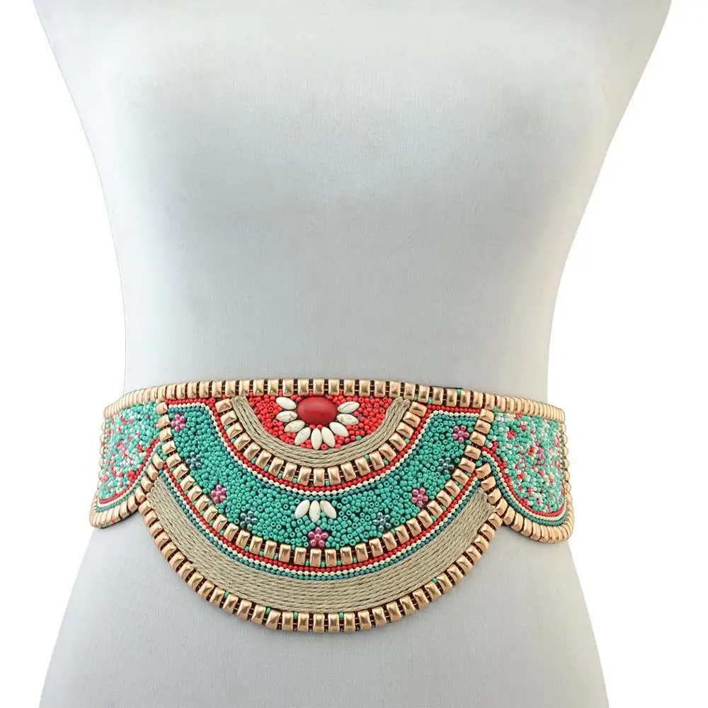 Модный винтажный этнический пояс в традиционном богемном стиле широкие