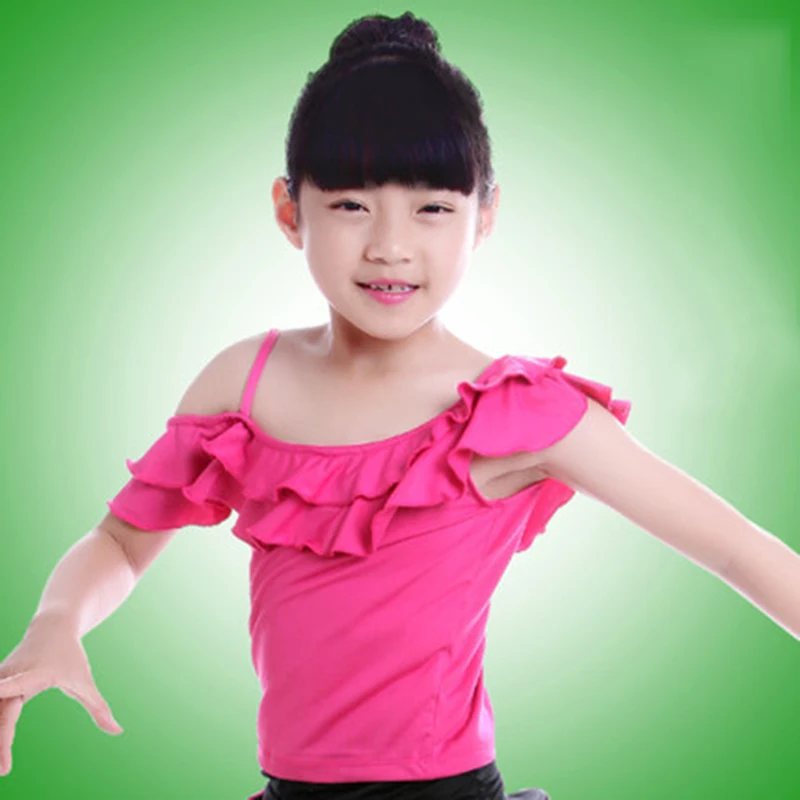 2018 Детская рубашка для латиноамериканских танцев топы с короткими рукавами и