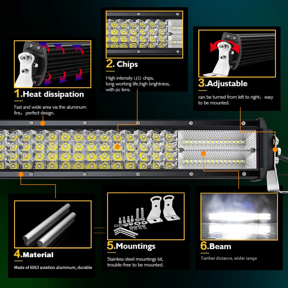 CO LIGHT 4 ряда 384 Вт 564 Вт 744 Вт 888 Вт 924 Вт 4x4 Рабочая Светодиодная панель для внедорожников комбинированный пучок лучей светодиодных фонарей для 4WD 4x4 автомобилей Грузовик внедорожник ATV 12 в 24 В