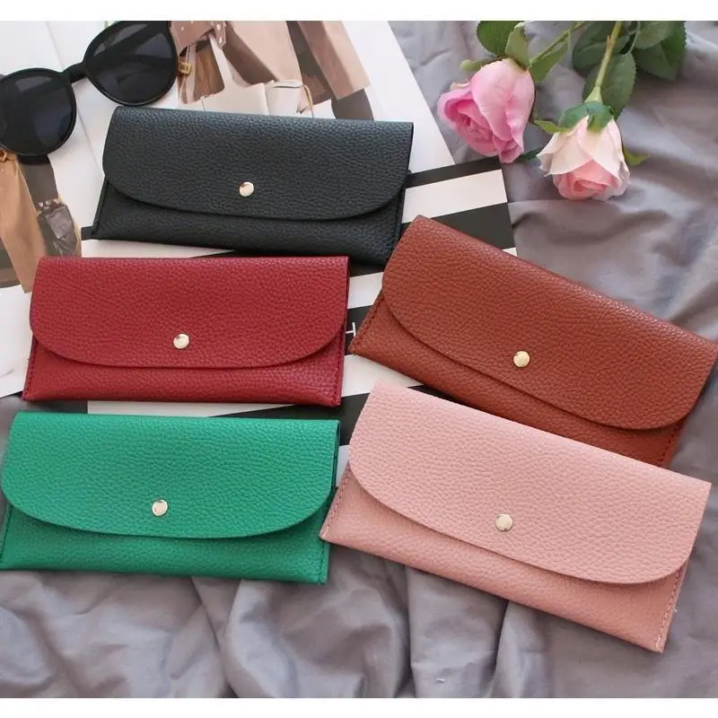 

2021 New Fashion Women's Wallet Lychee Pattern Simple Thin Long Hand Bag Bag Tide