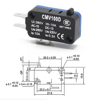 

Миниатюрный выключатель CNTD CMV10 серии 1NO 1NC 10А