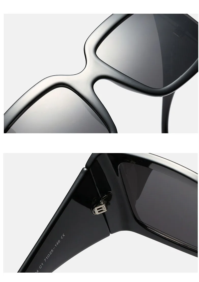 Wide Leg Oversized Sunglasses For Women Retro Print Letter Frame Celebrity Fashion Sun Glasses Men Black Square Eyewear Oculos