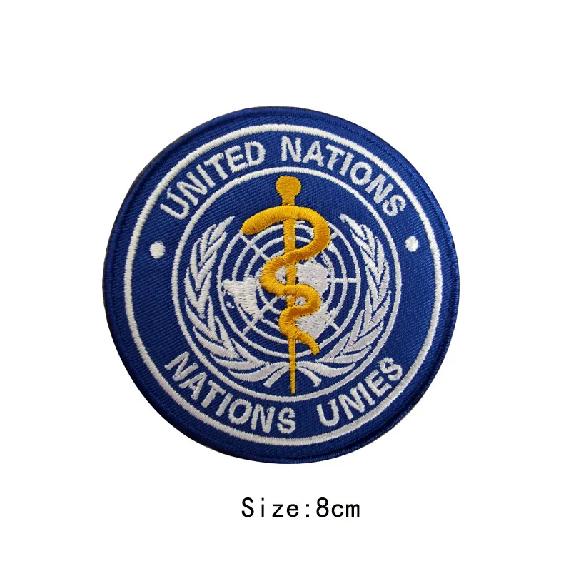 Нашивки с крючками и петлями вышивкой от Всемирной организации здравоохранения -