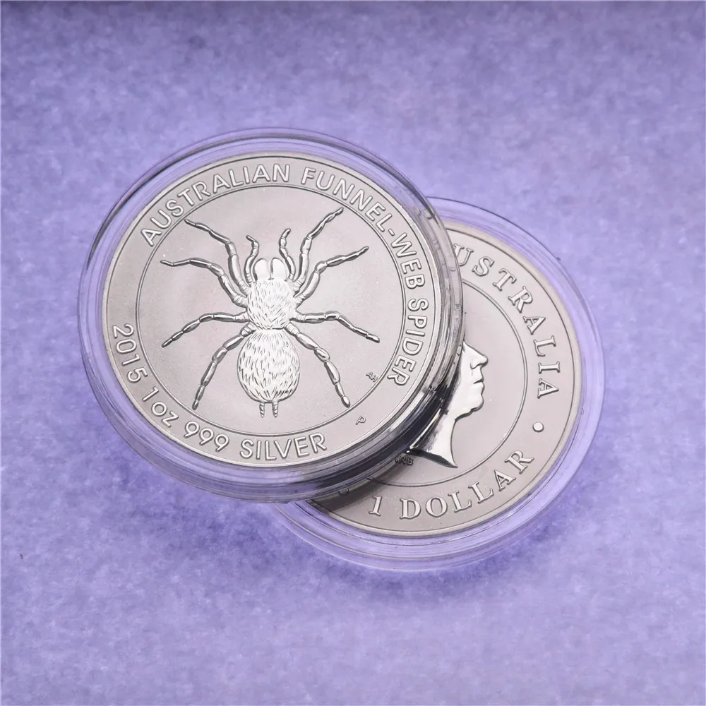 2015 Perth Mint Australian Funnel Web Spider 1oz Silver plated Coin Matte Effect Not Magnetic