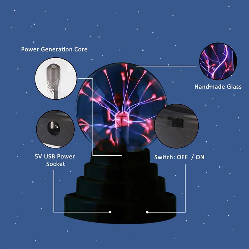 

Christmas Glass Balls Plasma Ball Light Magic Crysta Ball Lamp Usb Powered Lightning Kid Bedroom Decoration LED Night Light Cool