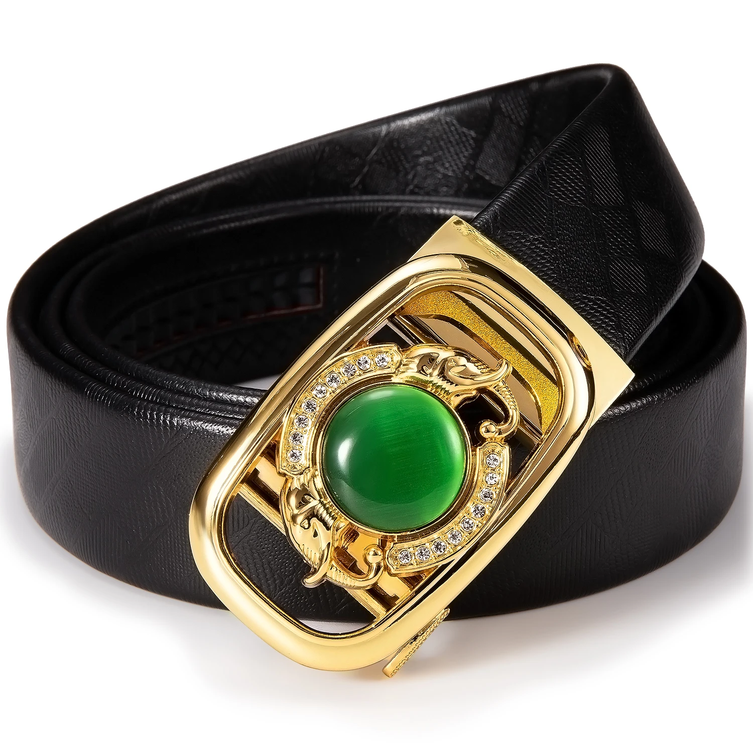 Ремень мужской из натуральной воловьей кожи модный широкий Повседневный зелёный