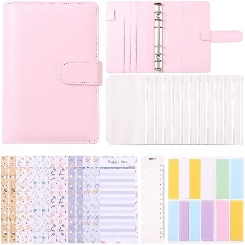 

A6 Binder Budget Envelopes Money Envelopes,Budget Binder with Cash Envelopes for Budgeting,PU Leather Notebook