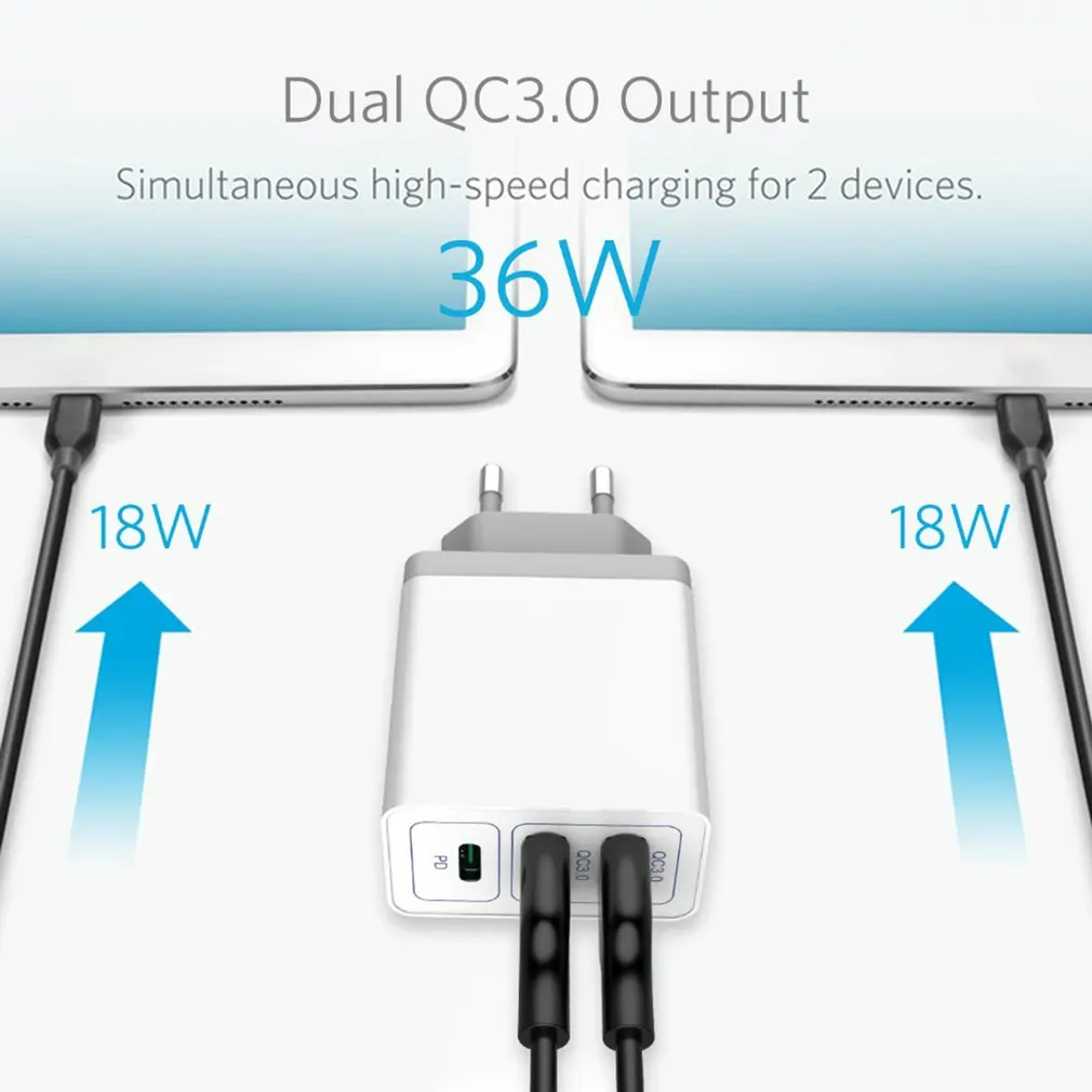 

Mobile Phone Charging Plug Pd Interface Dual Usb Fast Charging Compact Adapter White Grey Convenient Charger