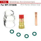 7 шт. сварофонарь TIG, газовая линза #12 Pyrex, стеклянный стакан, комплект контактных наконечников для фотоэлементовWP18 WP26, запчасти для инструментов, термостойкая чашка