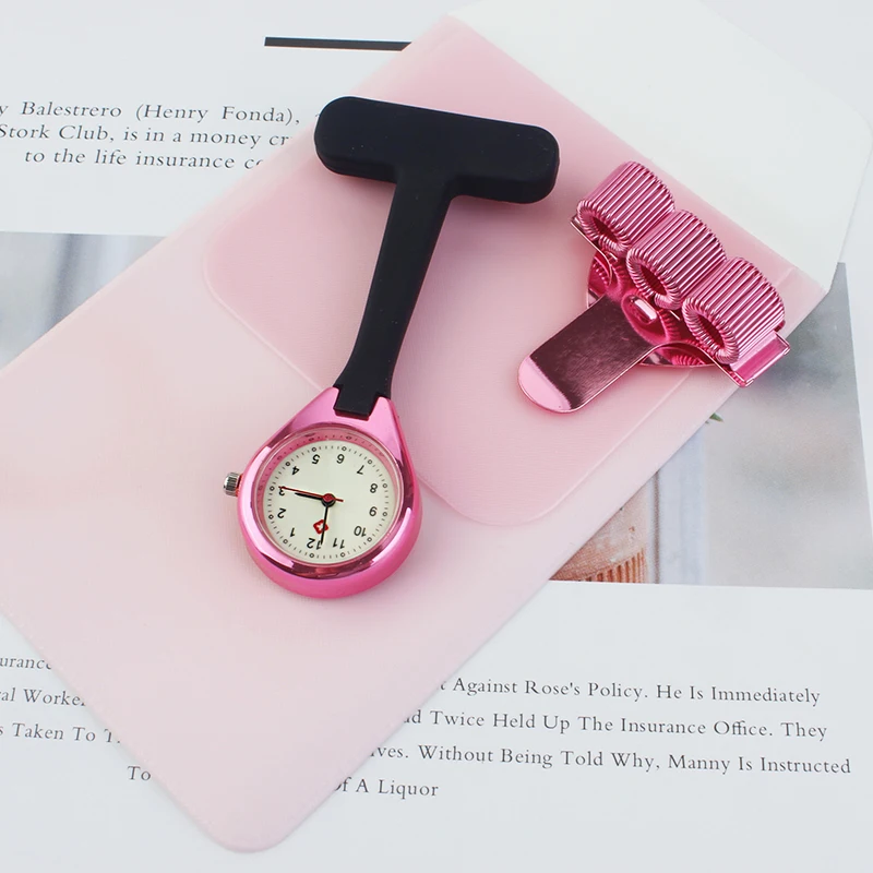 Silicone Nurse Watch Fob Pocket Quartz Doctor Clock Medical with Pencil Case and Pen Holder Suit Nursing Accessories Gift