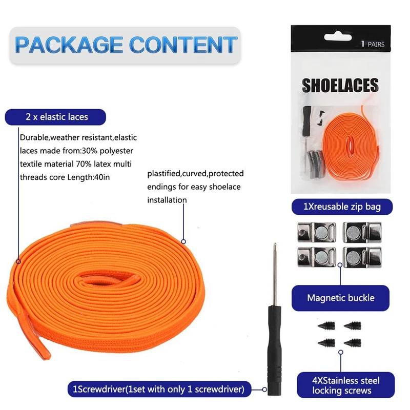 Magnetic Shoelace Elastic Flat Shoe laces No Tie Shoelaces Quick Magnetic Lock Lazy Laces for Kids and Adult 24 Colors