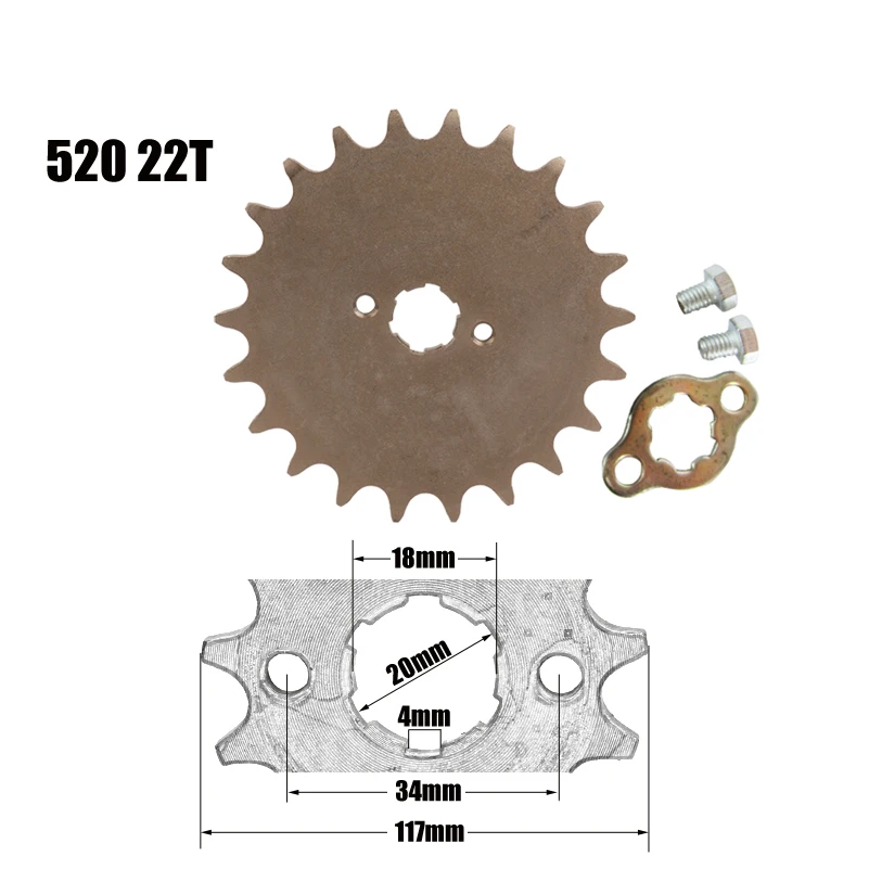 

motorcycle 520 20mm 22T Front Engine Sprocket For Lifan ZongShen YCF ATV Quad Dirt Pit bike Buggy