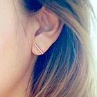 Серьги-гвоздики 6 мм, 12 мм, простые серьги-гвоздики, стиль т-образной формы, золото или черная пластина, минималистичная линия, серьги в подарок для нее