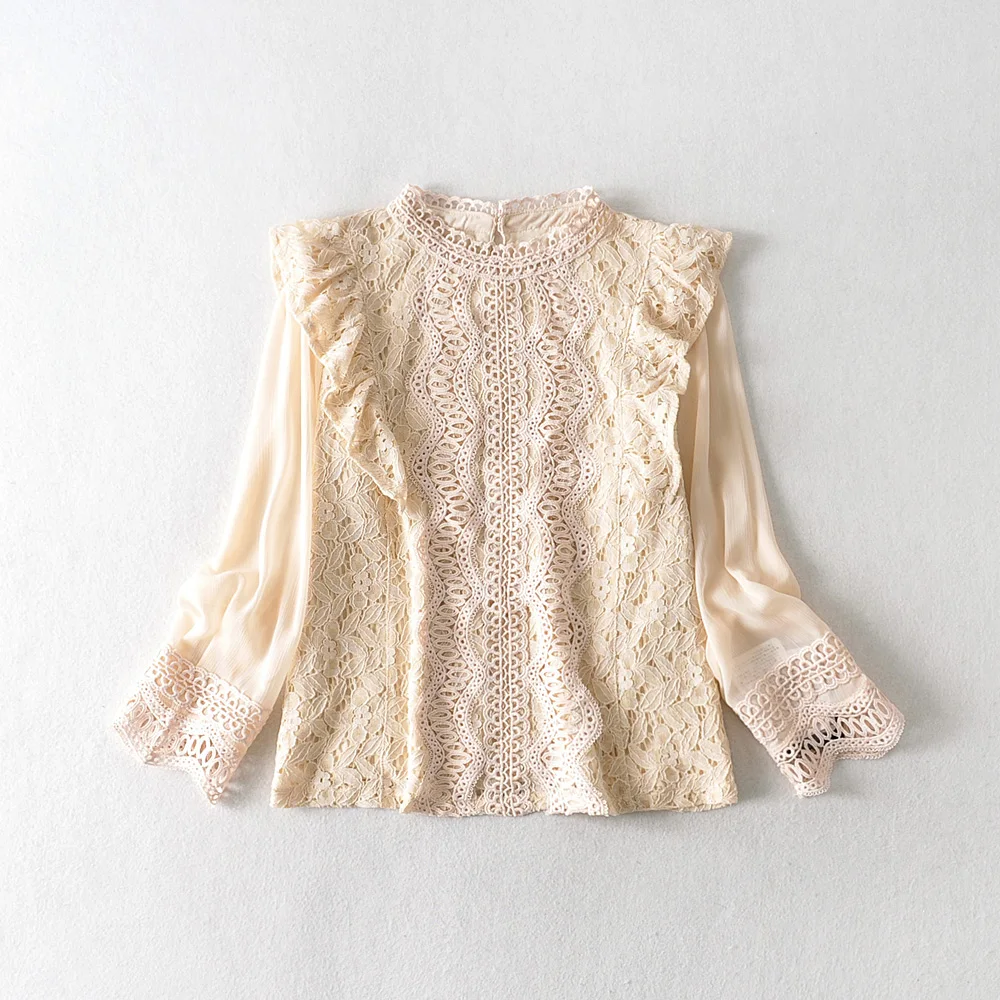 Новинка 2020 женские шифоновые рубашки в японском стиле милые кружевные вязанные