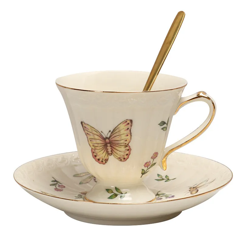 

Ceramic Coffee Cup & Pot Breakfast Milk Tea Cup Drinkware With Tray & Spoon Kitchen Drinking Utensil Wedding Gifts Eco-Friendly