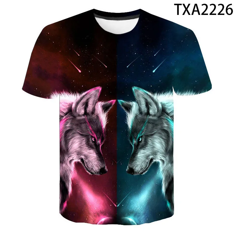 

2021 New Fashion Wolf 3D Printed T Shirt Summer Style Men Women Children Streetwear Short Sleeve Boy Girl Kids Casual Tops Tee