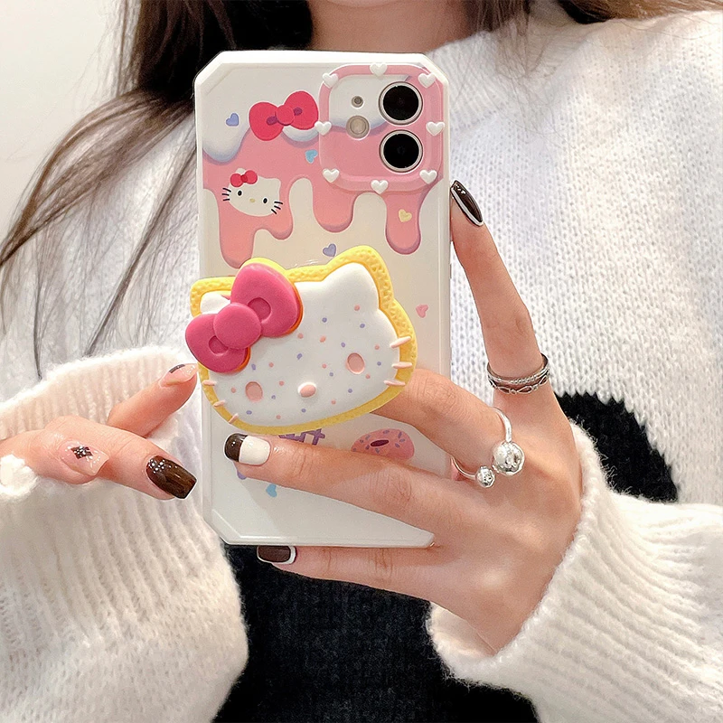 Милый защитный чехол для мобильного телефона Hellokittys Iphone с подставкой из