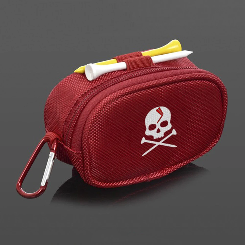 

1 Pcs Mini Golf Ball Bag with 2 Tees Holder Storage Portable Skull Golf Waist Pack Zipper Closure Carabiner Golf Accessories New
