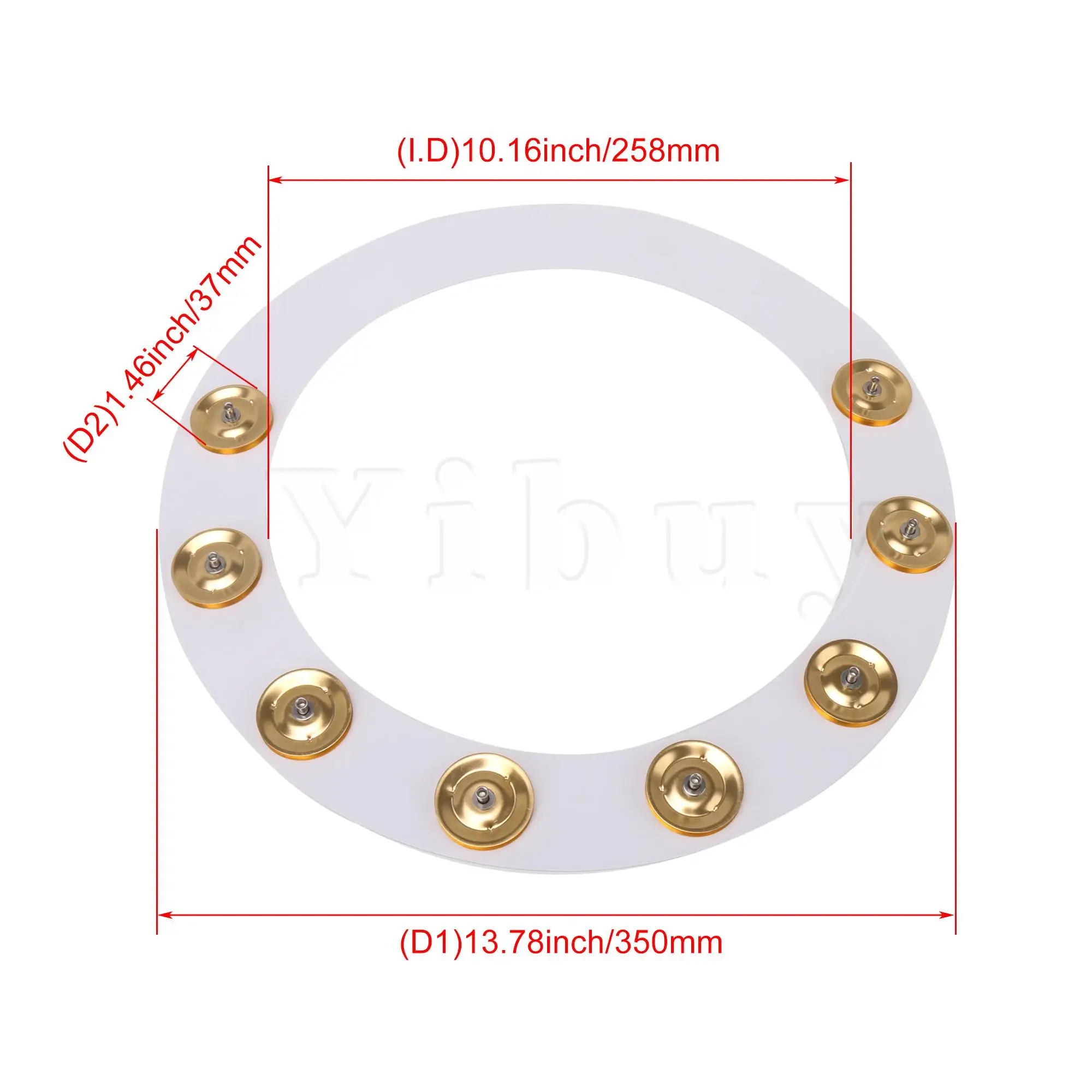 

Yibuy Golden Ching Ring Tambourine Copper 3.7cm Dia Jingles for Snare Drum 14"