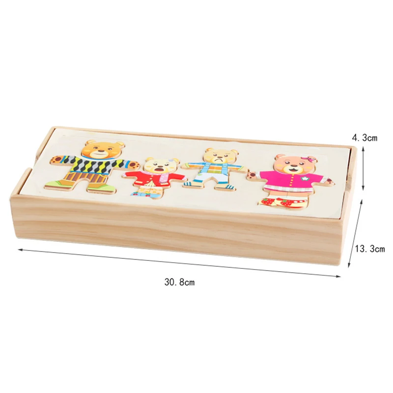 

3D DIY Wooden Jigsaw Puzzle Change Clothes Matching Board Early Educational Toys Gifts For Children Kids