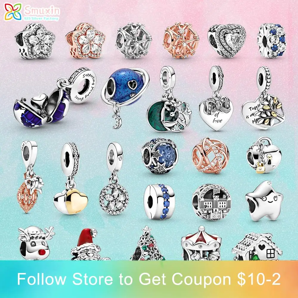 

Smuxin 925 Sterling Silver Bead Silver Openwork Star Constellations Charm fit Original Pandora Bracelets Women Jewelry Girl Gift