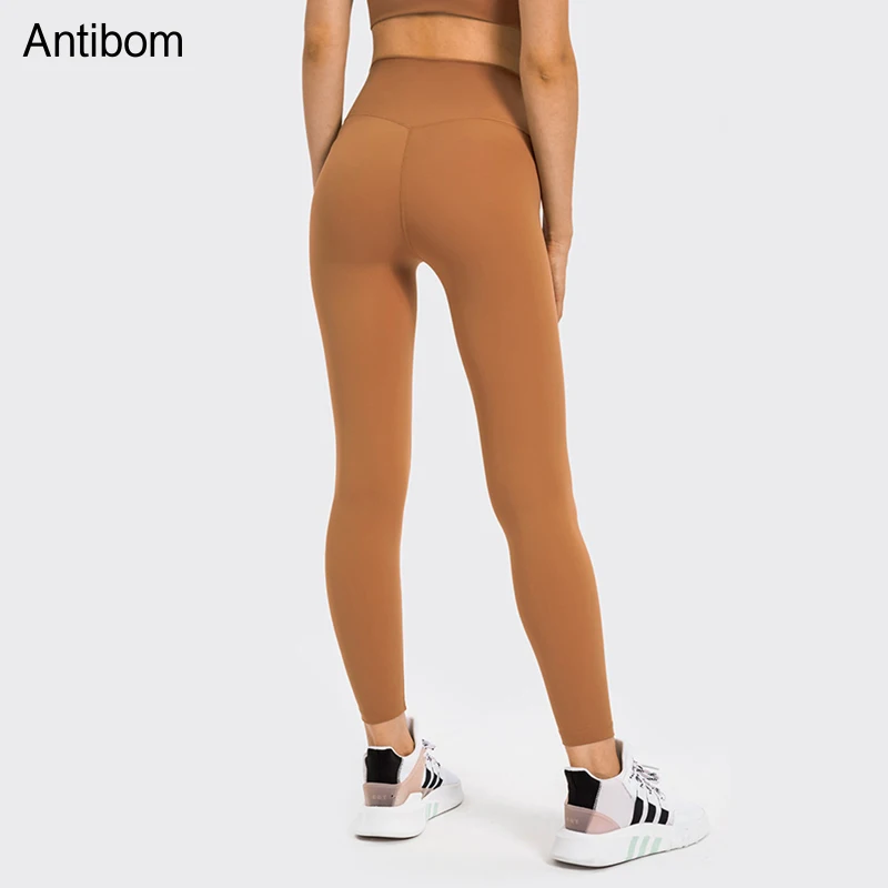 

Antibom Naked Feel Women's Pants High Waist Elastic Tummy Control Yoga Leggings Push Up Fitness Gym Tights Jog Train Sportwear