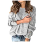 Женский свитер с высоким воротом, повседневный топ с длинными рукавами-фонариками, вязаный свитер, новинка, осень и зима