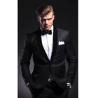 Горячая распродажа мужской костюм жениха, пиджак и брюки, цвет черный