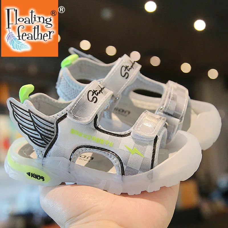 

Size 21-30 Children Casual Soft Sole Beach Kids Sandals with Wings Boys Girls Non-slip Anti-kick Light Velcro Baby Toddler Shoes