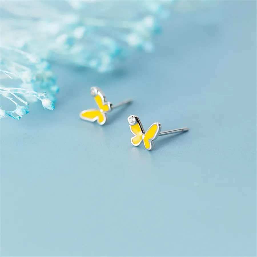 Женские серьги-гвоздики с желтой бабочкой DAIWUJAN вечерние серьги из стерлингового