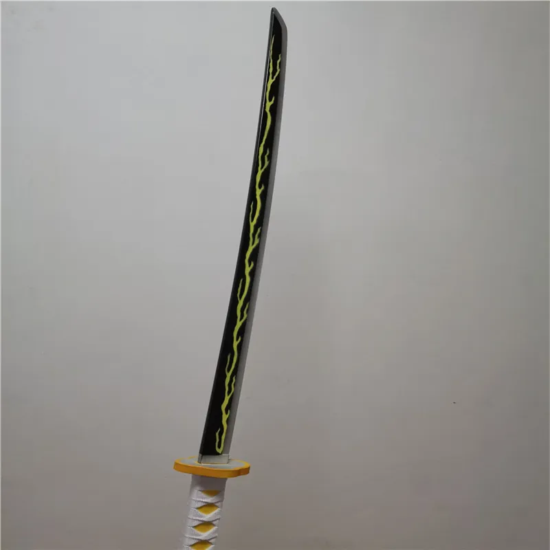 Espada Kimetsu no Yaiba de 104cm, Katana, Demon Slayer, Agatsuma, Zenitsu, Cosplay, satom, Tanjiro, Anime, cuchillo Ninja, utillaje de arma de PU, novedad-1