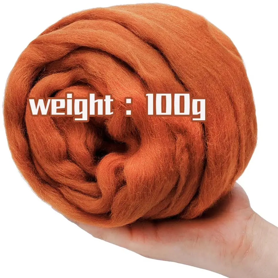 

LMDZ 3.53oz Brown Wool Roving Yarn, Wool Felting Supplies, 100% Pure Wool, Chunky Yarn, Spinning Wool Roving for Felting DIY