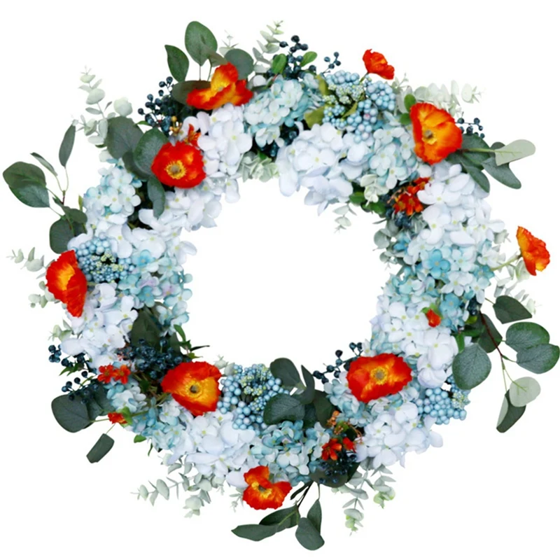 

Искусственный венок гортензии, весенне-летний венок для входной двери, Свадебная вечеринка, настенные окна, фермерское украшение для дома