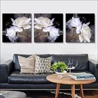 Европейская картина без рамки, постер с цветами, белая роза на холсте с рамкой, рисунок натюрморта, черные цветы, водонепроницаемая печать