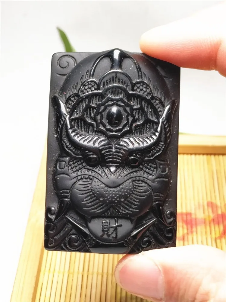 LETSFUN ювелирные изделия для мужчин Натуральный Черный волк обсидиановый браслет